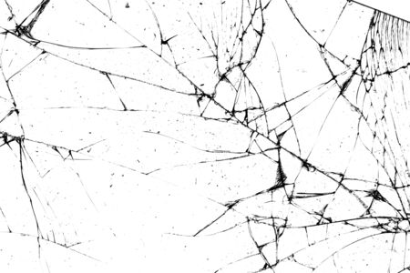 broken glass. black cracks on a white backgroundの写真素材