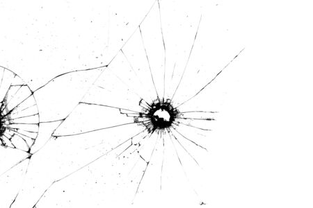 broken glass. black cracks on a white backgroundの写真素材