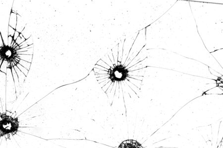 broken glass. black cracks on a white backgroundの写真素材