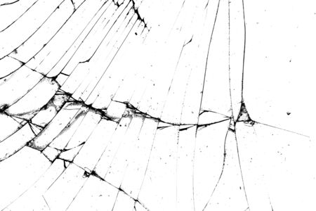broken glass. black cracks on a white backgroundの写真素材