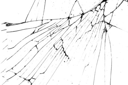broken glass. black cracks on a white backgroundの写真素材
