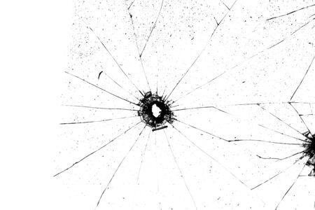 broken glass. black cracks on a white backgroundの写真素材