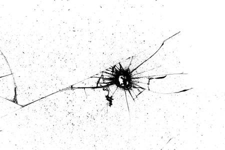 broken glass. black cracks on a white background