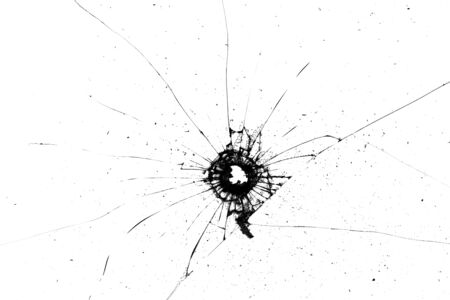 broken glass. black cracks on a white backgroundの写真素材