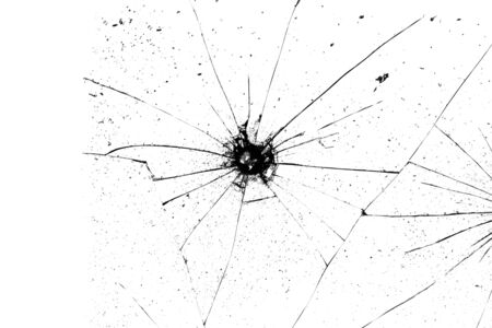 broken glass. black cracks on a white backgroundの写真素材