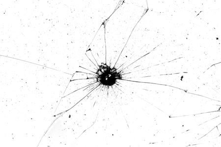 broken glass. black cracks on a white backgroundの写真素材