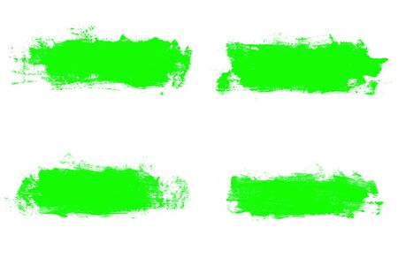 set of green brush strokes isolated on a white background. designer brushの写真素材