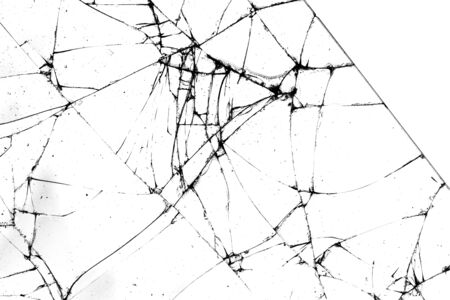 broken glass. black cracks on a white backgroundの写真素材