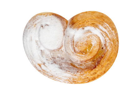 bun with powder isolated on a white background. baked curl. High quality photoの写真素材