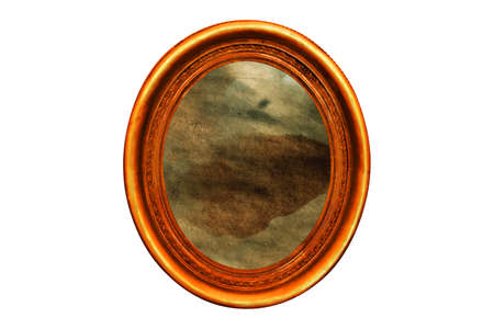old vintage painting isolated on whiteの写真素材