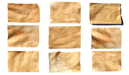 old sheets of paper isolated on a white background. vintage spotted sheets. High quality photoの写真素材