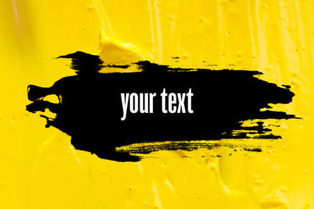 black banner on colored paint. advertisement. uneven stroke on a colorful surface. High quality photoの写真素材