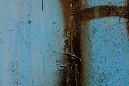 stone wall with old blue paint. High quality photo