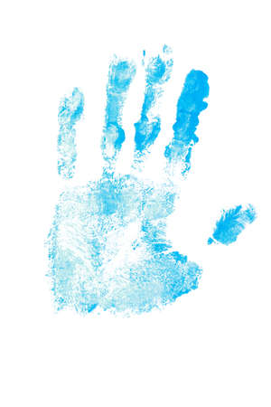 palm print isolated on a white background. blue paintの写真素材