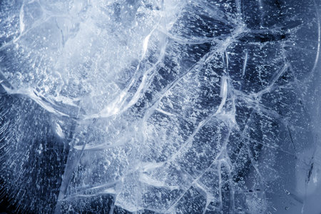 beautiful blue ice with cracks. frosty texture. High quality photo