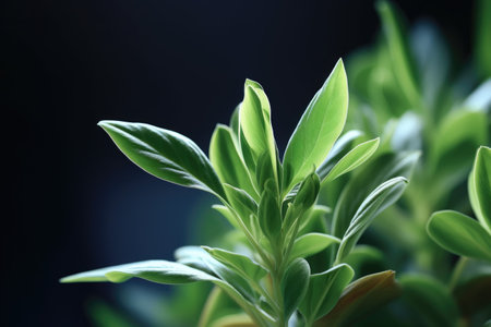 A detailed view of vibrant green leaves on a plant. Perfect for adding a touch of nature to any project or design.の素材