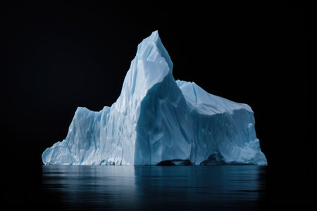 A massive iceberg peacefully floats in the middle of a body of water. Perfect for illustrating the beauty and serenity of nature.の素材