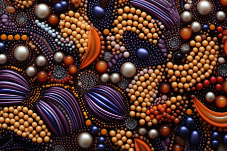 A close-up view of a bunch of beads. This vibrant image can be used for various purposes, such as jewelry making, crafting, or as a decorative element in designs.の素材