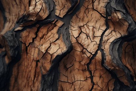 A detailed close-up view of a tree trunk. This image can be used to showcase the intricate patterns and textures found in nature.の素材