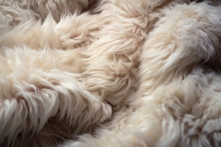 A close-up shot of a dog's fur on a bed. Perfect for pet lovers or as a cozy background image for social media posts.の素材