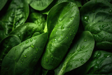 A close up view of a bunch of vibrant green leaves. This image can be used to depict nature, freshness, growth, or environmental themes.の素材