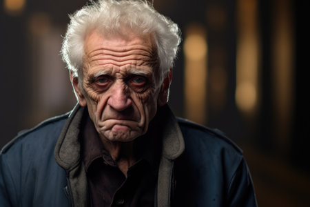 An old man with white hair wearing a jacket. Suitable for portraying wisdom, aging, and senior fashion. Can be used in various contexts, such as retirement, fashion for the elderly, or as a character in a story.の素材