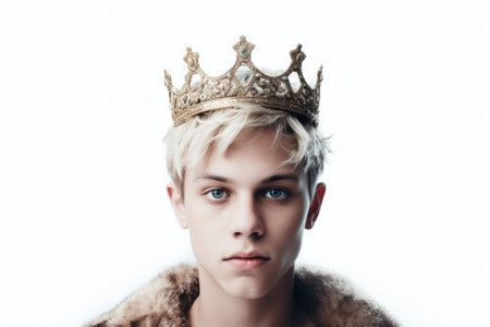 A woman wearing a crown on top of her head. Can be used to represent royalty, beauty, elegance, or leadership.の素材