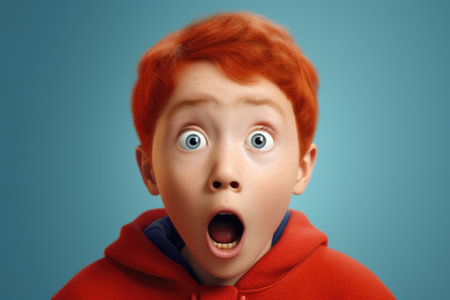 A young boy with a surprised expression on his face. Perfect for capturing genuine reactions and emotions.の素材