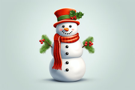 A snowman wearing a hat and scarf, perfect for winter-themed designs and holiday decorations.の素材