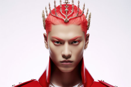 A picture of a man with red hair wearing a crown on his head. This image can be used for various purposes.の素材