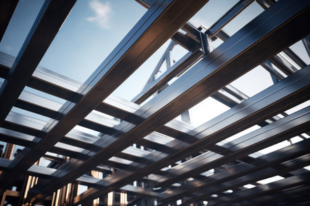 A man is seen standing on top of a metal structure. This image can be used to depict concepts such as achievement, success, determination, and overcoming obstacles.の素材