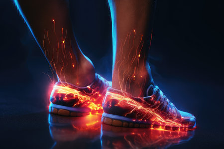 A pair of feet with glowing shoes. Perfect for adding a touch of magic to any project.の素材