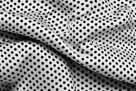 A black and white fabric with a polka dot print. This versatile fabric can be used for various projects and adds a classic touch to any design.の素材