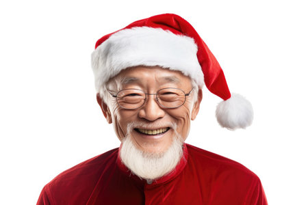 A man wearing a Santa hat and glasses. Perfect for Christmas and holiday-themed designs.の素材