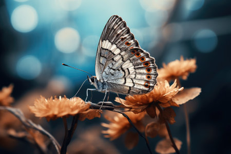 A beautiful butterfly perched on top of a vibrant flower. Perfect for nature and garden-related projects.の素材