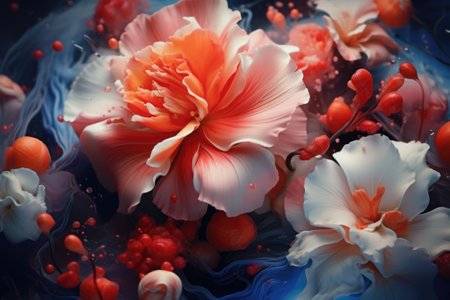 A close-up view of a beautiful flower immersed in a bowl of water. Perfect for adding a touch of nature and tranquility to any design project.の素材