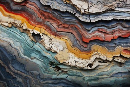 A close-up view of a rock displaying a multitude of vibrant colors. This image can be used to add a pop of color to any design or to represent the beauty and diversity of nature.の素材