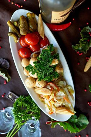 Pickles Russian snack plateの写真素材