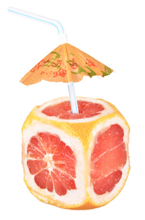 grapefruit with umbrellaの写真素材