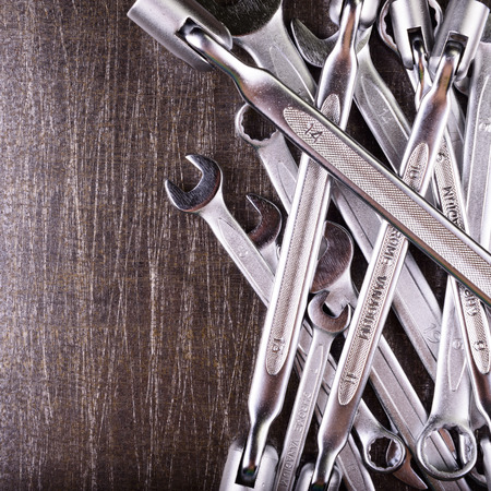 wrenches on a metal backgroundの写真素材