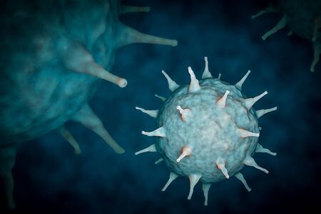 Abstract background, virus molecules close-up.The concept of the epidemic and the virus infection.3D rendering.の写真素材