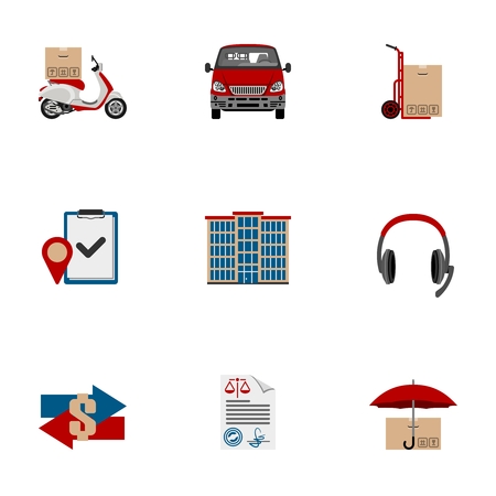 Delivery and Logistic flat icon set | Shipping vector color illustrationのイラスト素材