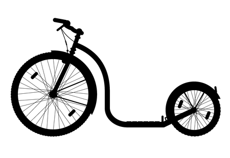Kickbike vector illustration | Foot bike scooter black silhouetteのイラスト素材