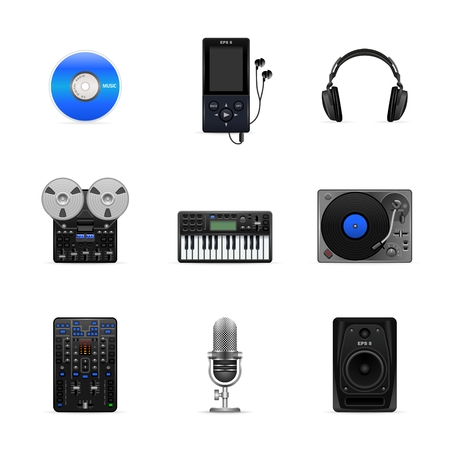 Music icons | Vector color icon set isolated on whiteのイラスト素材