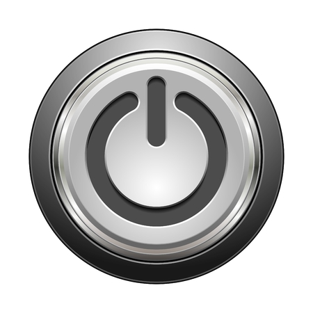 Realistic metal power button 3d illustration isolated on whiteのイラスト素材