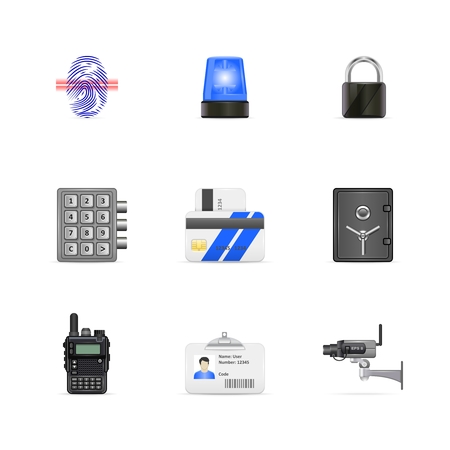 Vector icon set of security icons isolated on whiteのイラスト素材