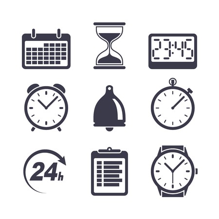 Time vector icon set isolated on whiteのイラスト素材