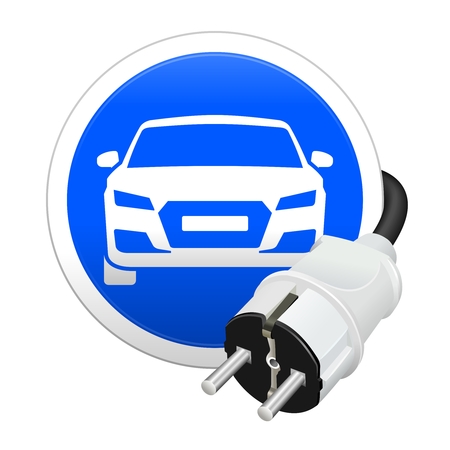 Vector electric car sign isolated on whiteのイラスト素材