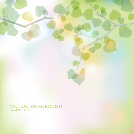 Bright sun vector illustration of branches with leavesのイラスト素材