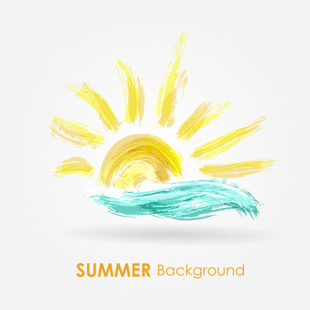 Summer background. Sea wave and sunのイラスト素材